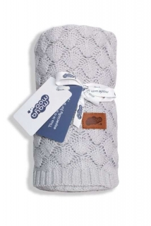 Pletená bavlněná deka do kočárku světle šedá 80/100