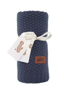 Pletená deka do kočárku bavlna bambus jeansová 80/100