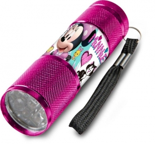 Dětská hliníková LED baterka Minnie malinová