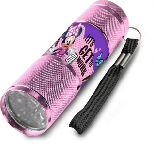 Dětská hliníková LED baterka Minnie růžová